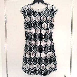 EUC Teal Black Merona Pocket Lined Tie Dress, WM